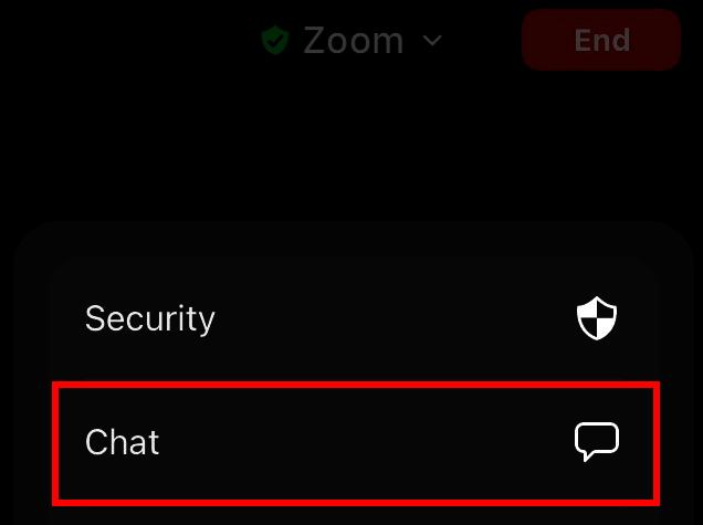 Función de chat en la aplicación de móvil de Zoom