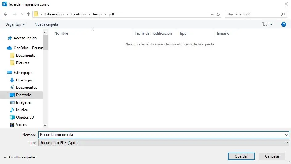 Cómo guardar un correo de Outlook en PDF Imagen: Cómo guardar un correo de Outlook en PDF