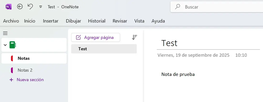 Imagen: Captura de pantalla de OneNote