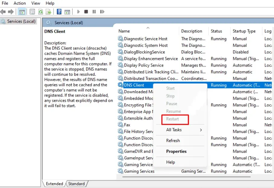 Windows 11: menú “Services (local)” Imagen: Windows 11: menú “Services (local)”
