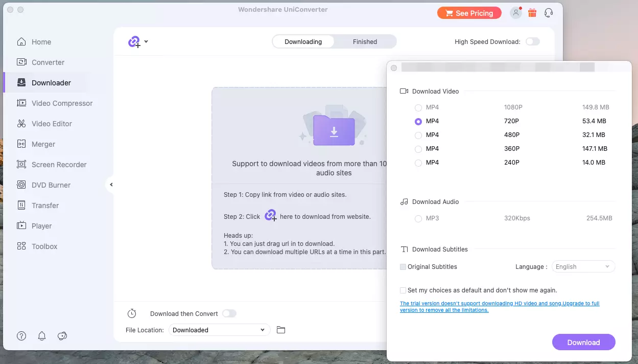 Imagen: Captura de pantalla de Wondershare UniConverter