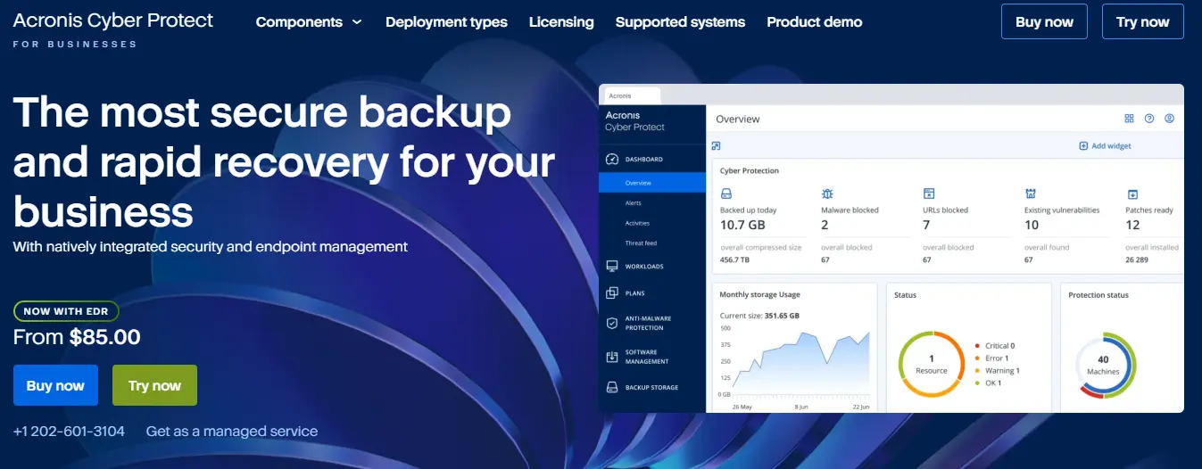 Panel de control y funciones de Acronis Cyber Protect Home Office Imagen: Panel de control y funciones de Acronis Cyber Protect Home Office