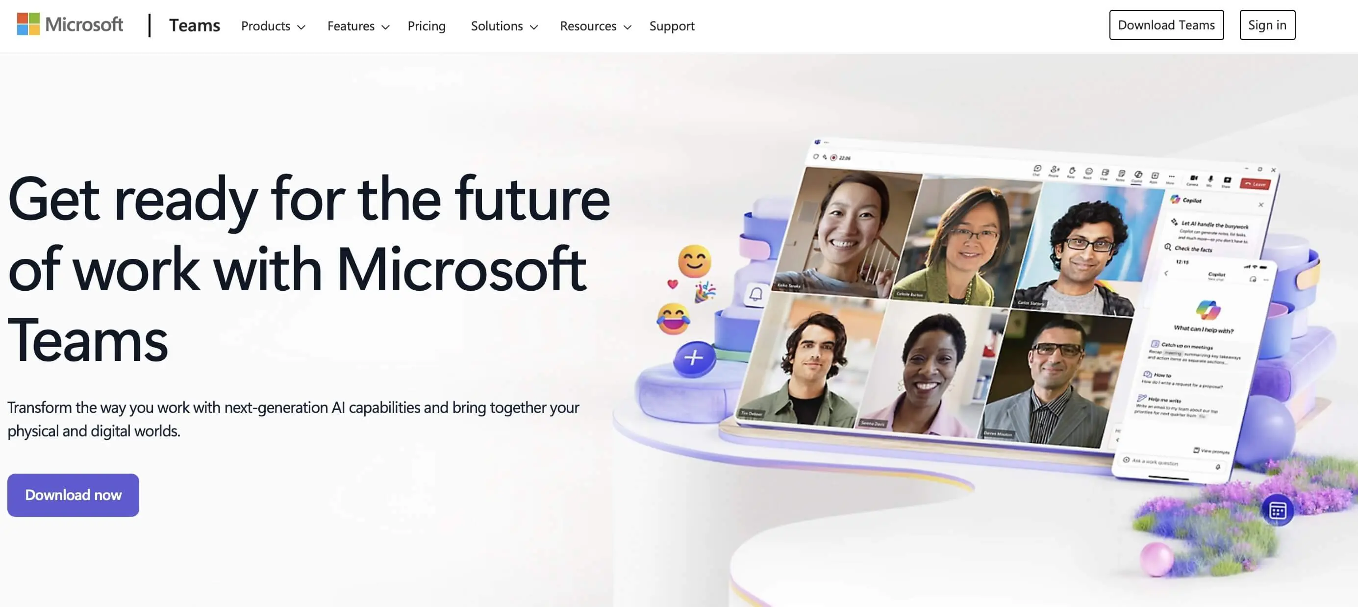 Imagen: Captura de pantalla de la página web de Microsoft Teams
