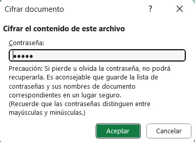 Imagen del cuadro de diálogo Cifrar documento Imagen del cuadro de diálogo Cifrar documento