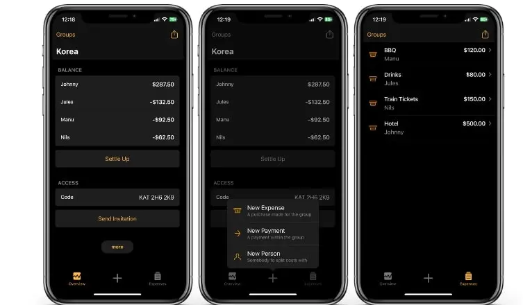 Captura de pantalla de la app de Splid Imagen: Captura de pantalla de la app de Splid