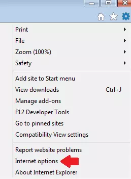 Imagen: Internet Explorer: menú en el icono de la rueda dentada