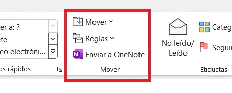 Imagen: Cinta de opciones en Outlook: pestaña “Inicio”