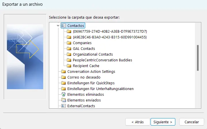 Lista de carpetas de Outlook 365 Imagen: Lista de carpetas de Outlook 365