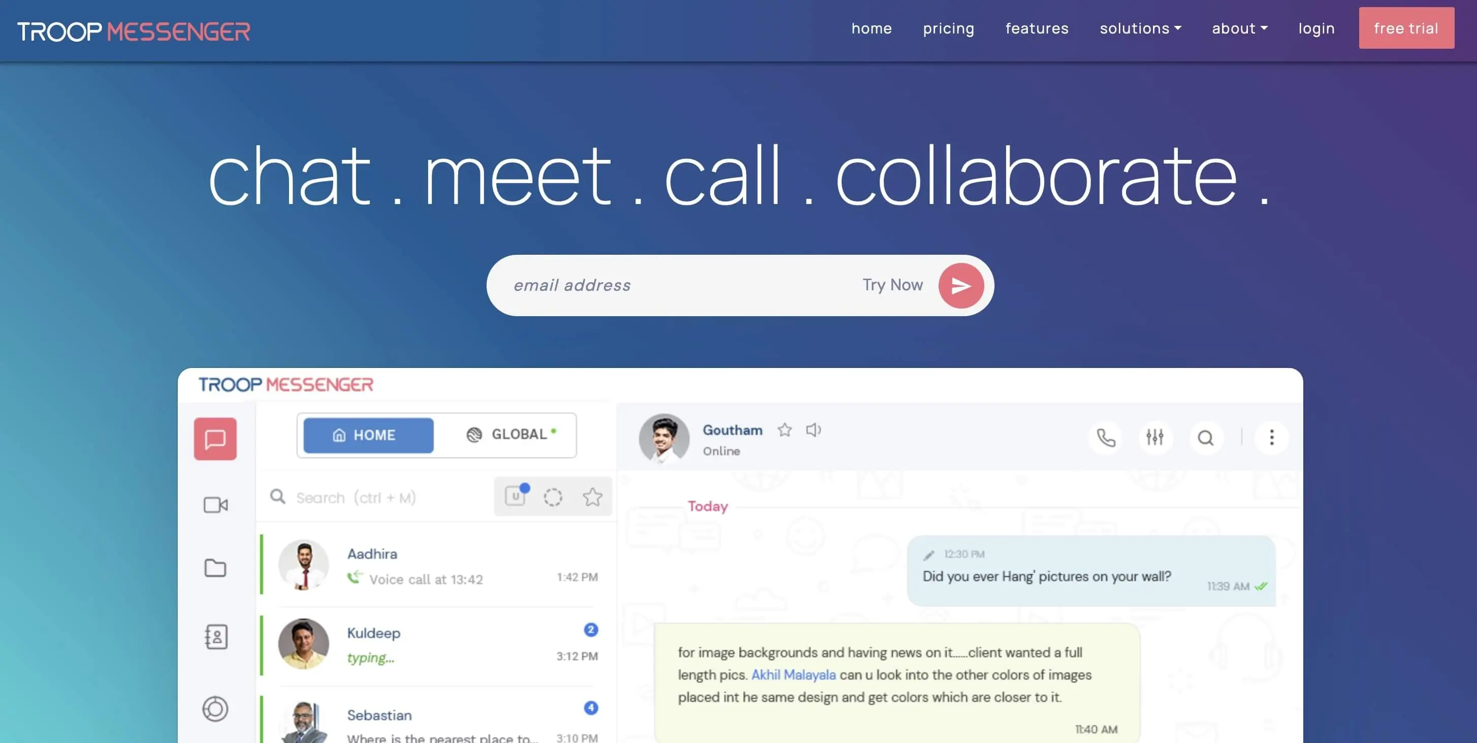 Imagen: Captura de pantalla de la página web de Troop Messenger