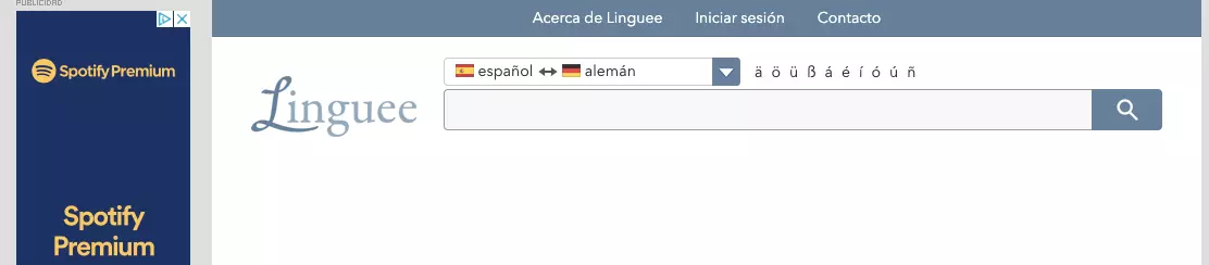 Imagen: La foto muestra un banner publicitario de Spotify Premium en la página web de Linguee.es