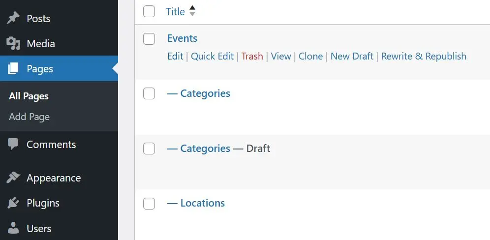 Panel de administración de WordPress: página duplicada con Yoast Imagen: Panel de administración de WordPress: página duplicada con Yoast