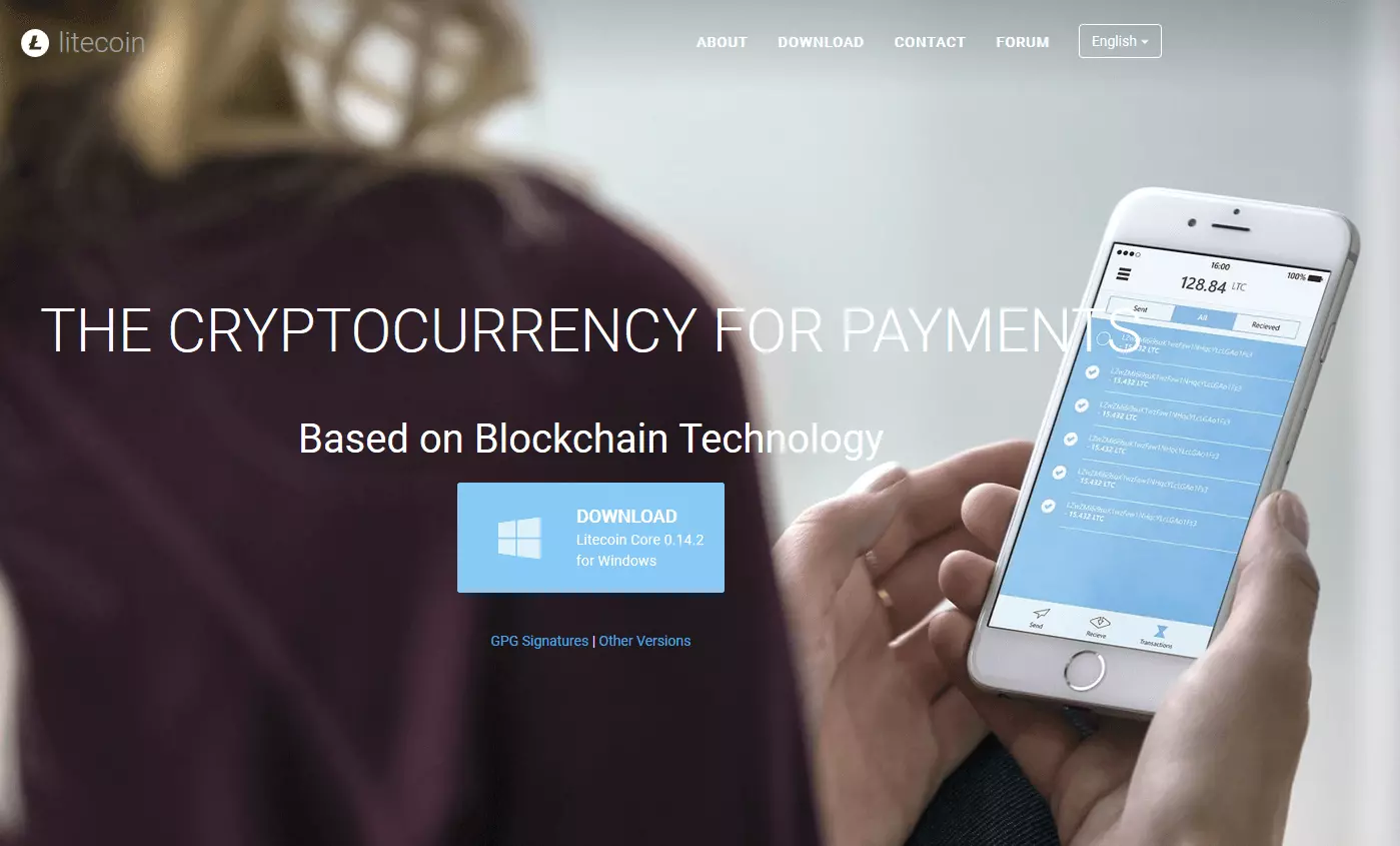 Imagen: Captura de pantalla de la página web de Litecoin