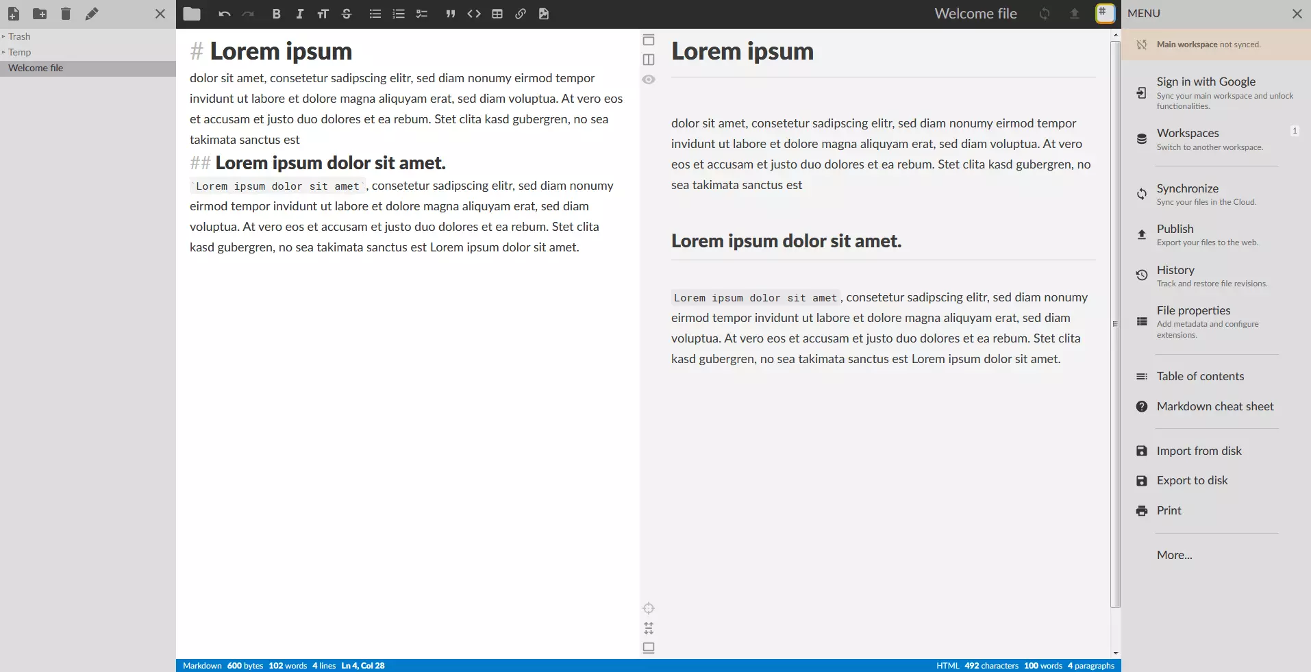 Editor Markdown online StackEdit