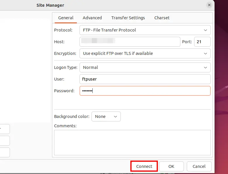 Imagen: FileZilla Site Manager