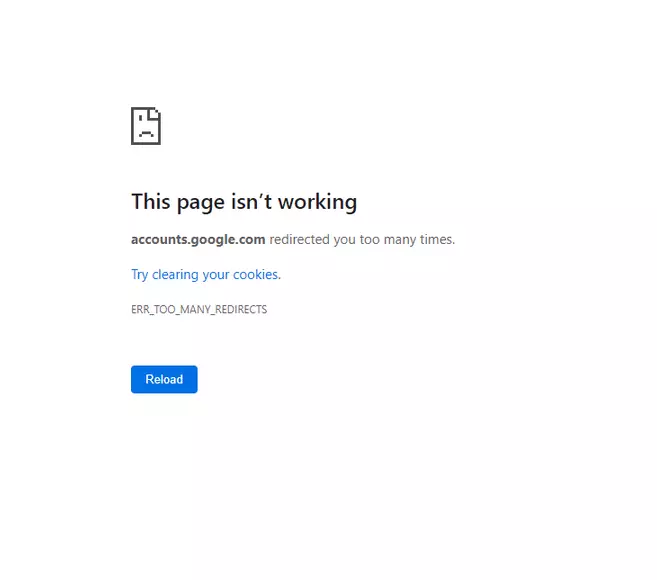 Imagen: Captura de pantalla del aviso ERR_TOO_MANY_REDIRECTS en Google Chrome