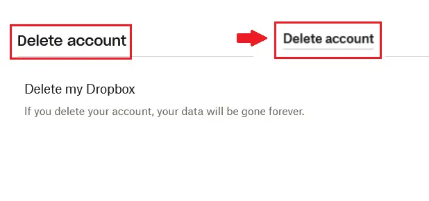 Imagen: La opción “Eliminar cuenta“ de Dropbox