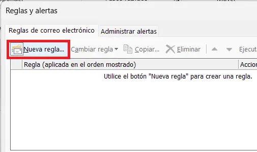 Imagen: Outlook: cuadro de diálogo “Reglas y alertas”