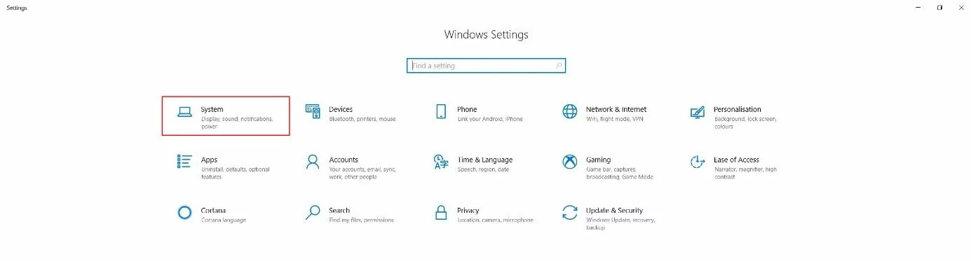 “Configuración de Windows” en Windows 10