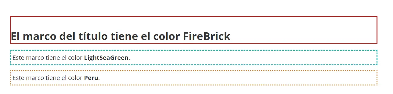 Colores HTML: ejemplo de marco Imagen: Colores HTML: ejemplo de marco
