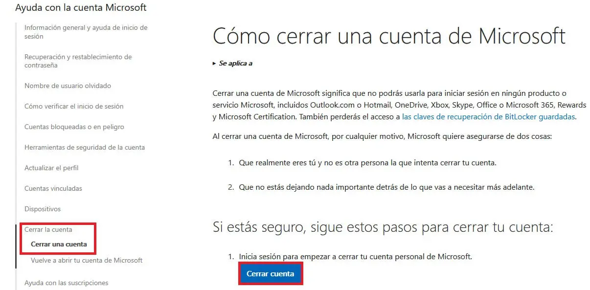 Cómo cerrar una cuenta de Microsoft Imagen: Cómo cerrar una cuenta de Microsoft