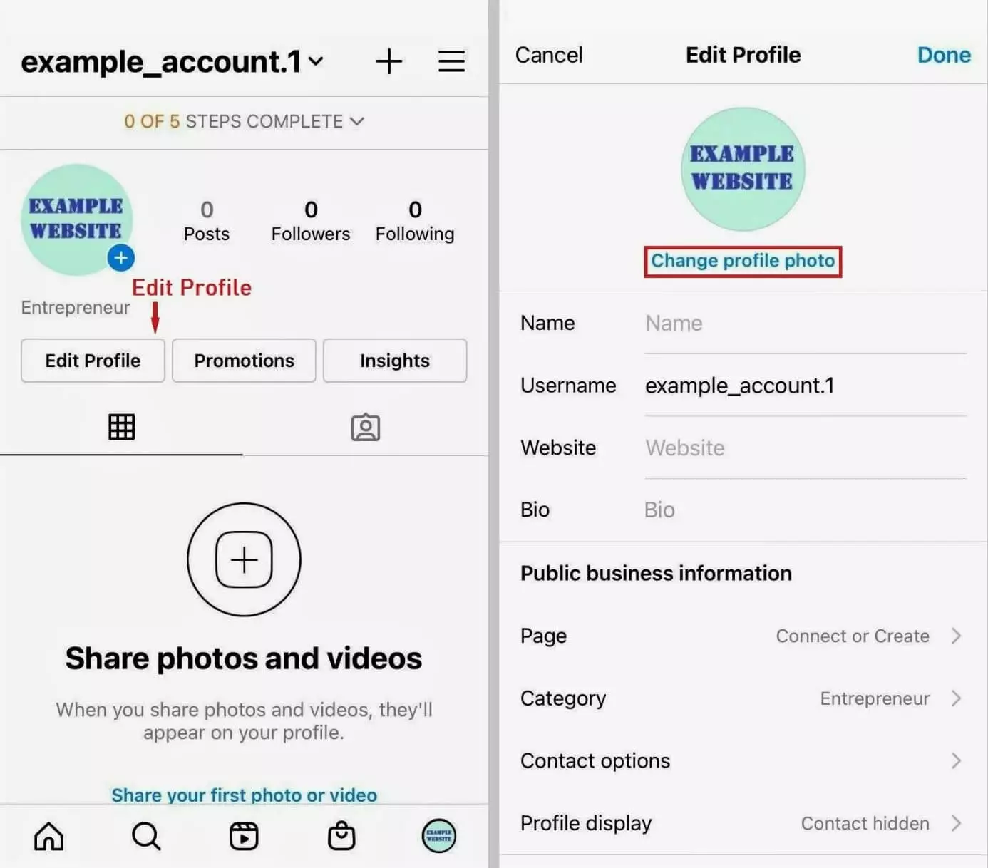 Imagen: Cambiar la foto de perfil de Instagram en el iPhone