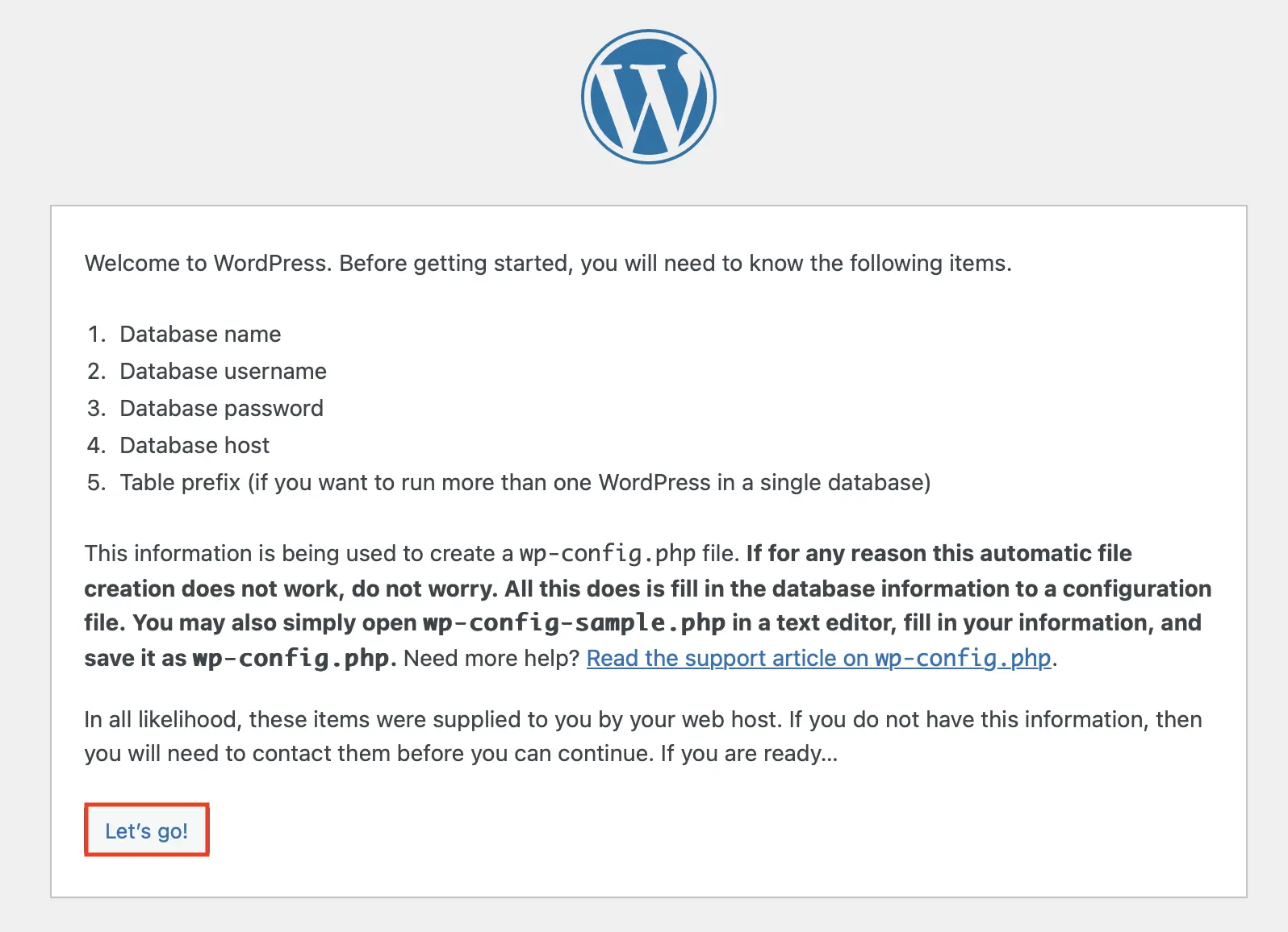 Imagen: Captura de pantalla del aviso de instalación en Wordpress