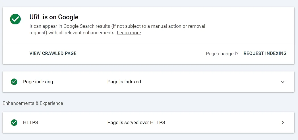 Imagen: Inspección de URL en Google Search Console