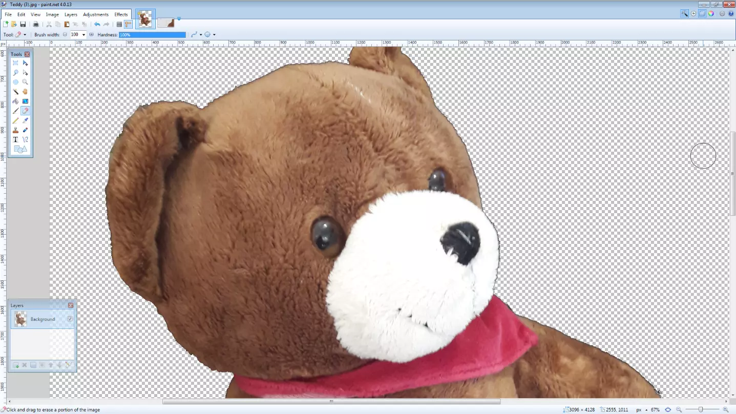 Imagen: Paint.NET: ejemplo de una foto en la que se ha eliminado el fondo