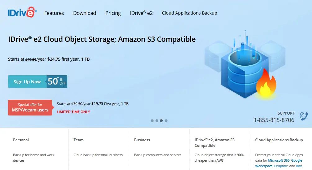 Captura de pantalla de la página principal de IDrive Imagen: Captura de pantalla de la página principal de IDrive
