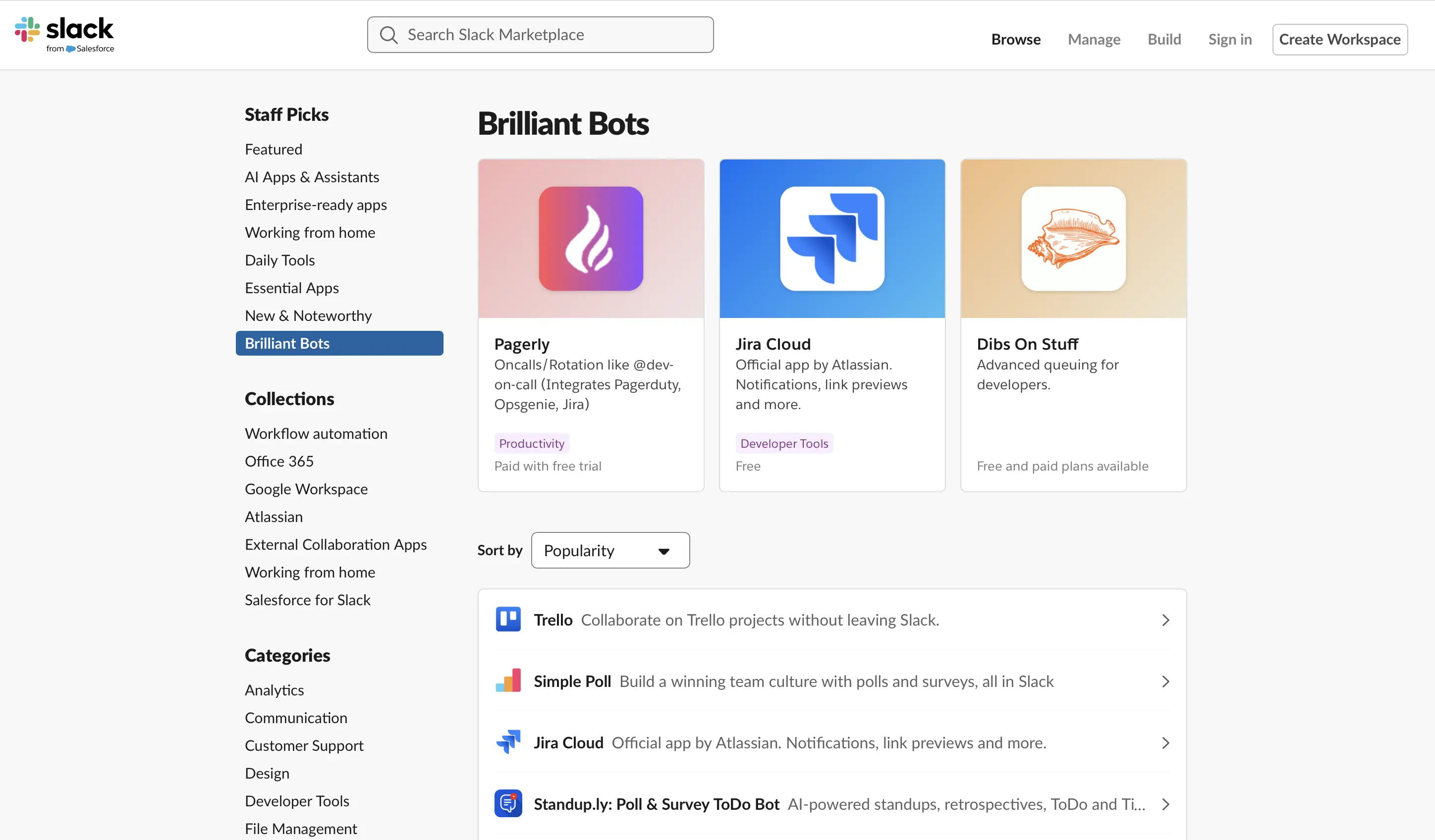 Captura de pantalla de varios app-bots para Slack Imagen: Captura de pantalla de varios app-bots para Slack