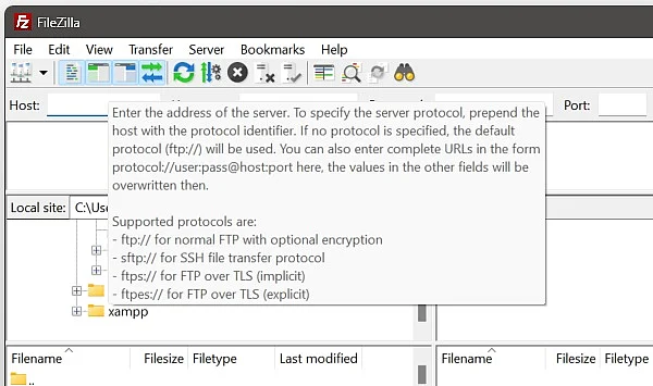 Imagen: Cliente FileZilla