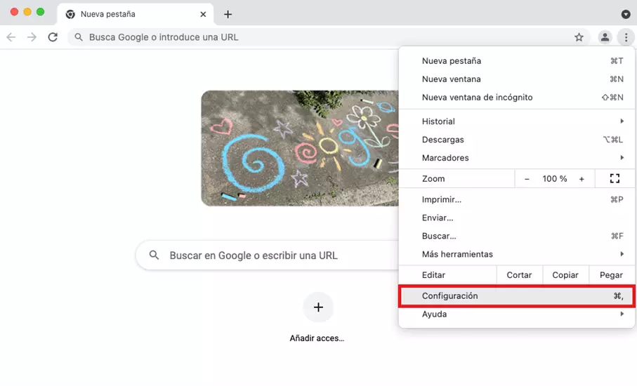Imagen: “Configuración” en el menú rápido de Chrome