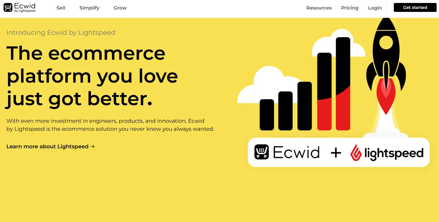 Imagen: Captura de pantalla de la página web de Ecwid
