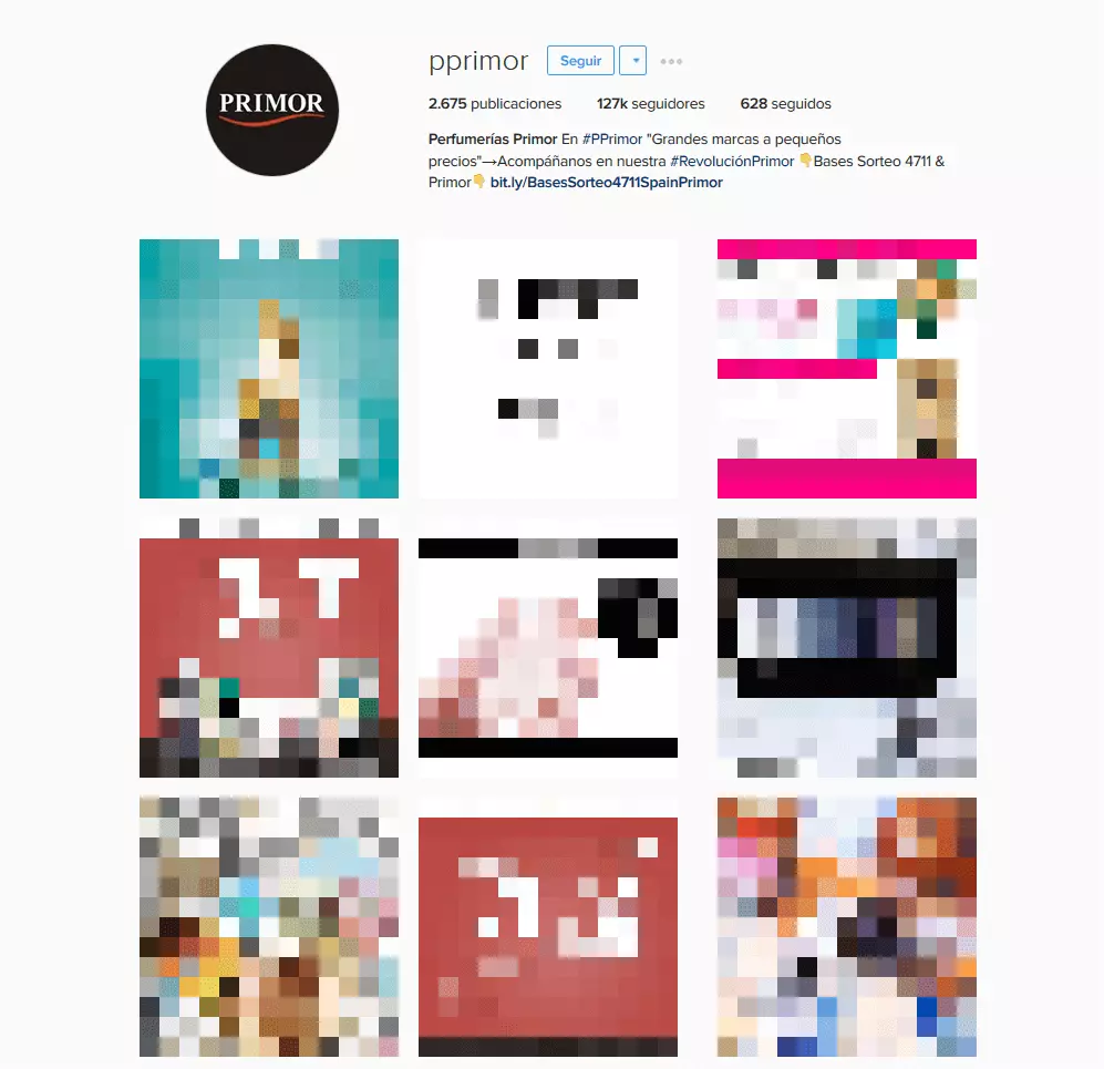 Perfil de la cadena de perfumerías Primor en la versión web de Instagram