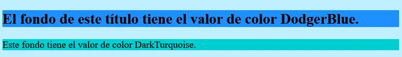 Imagen: Ejemplo: tres fondos de color HTML diferentes