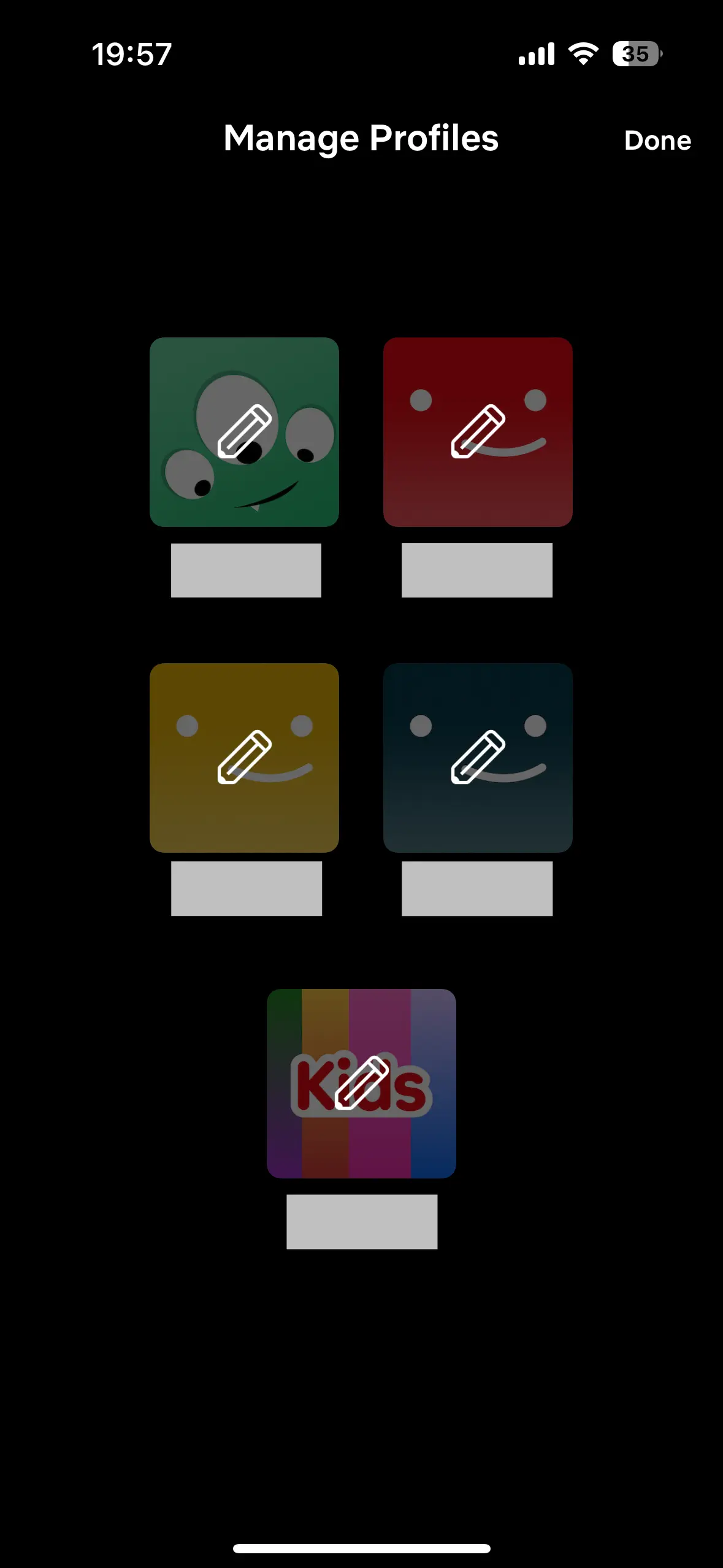 Imagen: Gestionar perfiles en la aplicación de Netflix