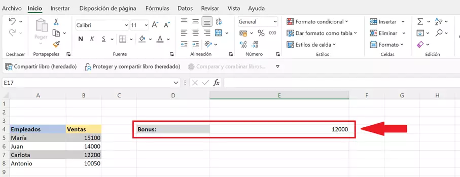 Imagen: Segundo ejemplo de uso de COINCIDIRX: definición del valor buscado