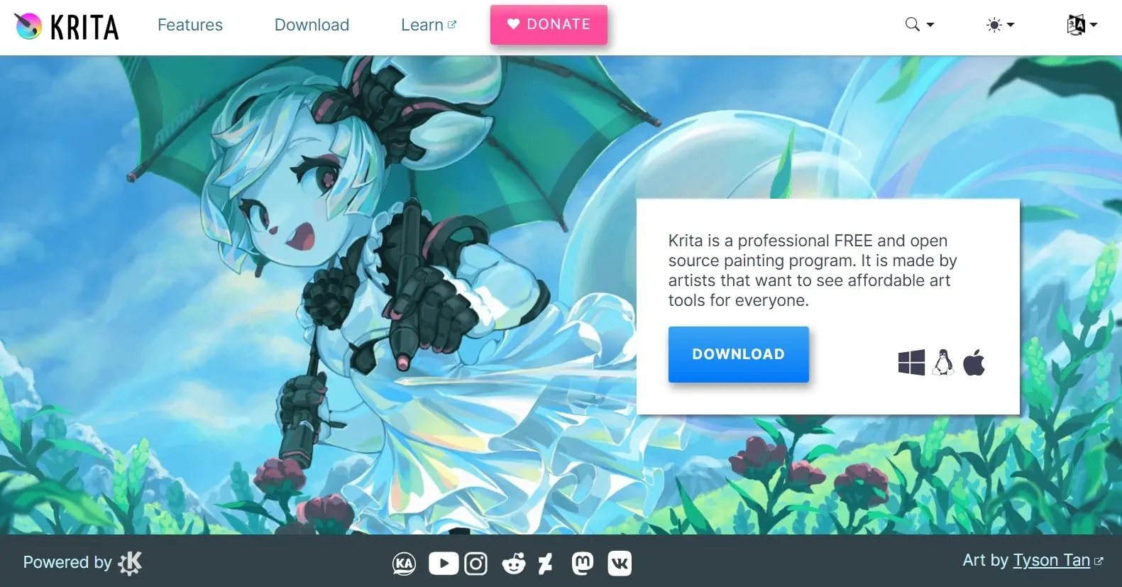 Página web de Krita Imagen: Página web de Krita