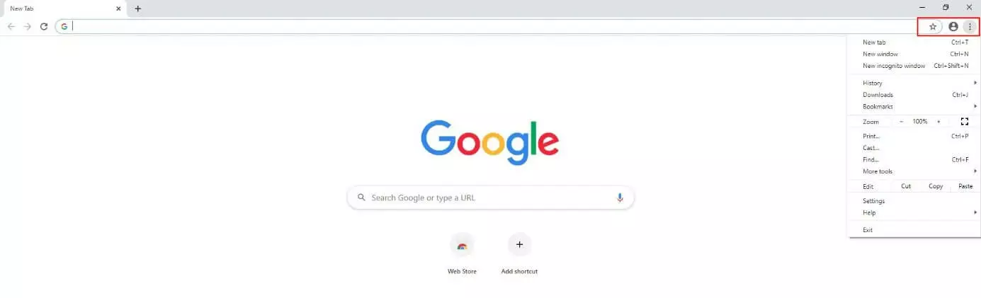 Imagen: Chrome: menú de “tres puntos”