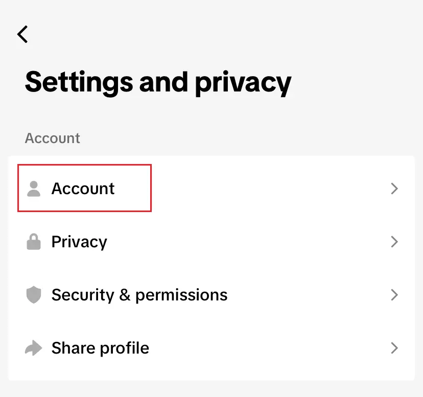 Menú de TikTok “Ajustes y privacidad” Imagen: Menú de TikTok “Ajustes y privacidad”
