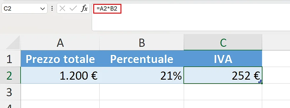 Calcular la parte del valor total con el cálculo porcentual de Excel Imagen: Calcular la parte del valor total con el cálculo porcentual de Excel