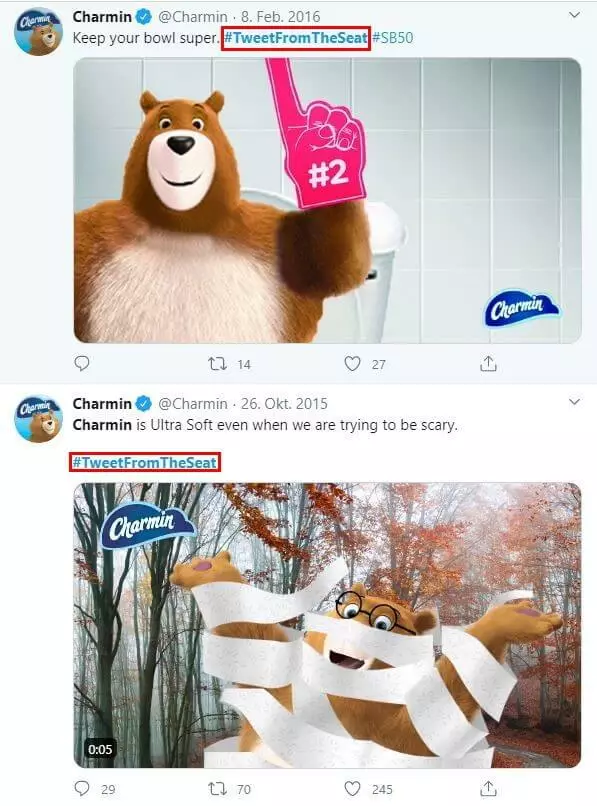 Hashtag marketing: #TweetFromTheSeat.