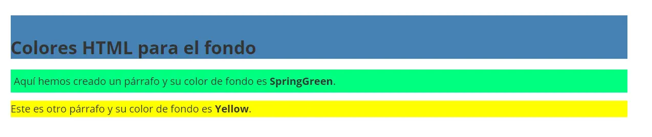 Colores HTML: ejemplo de fondo Imagen: Colores HTML: ejemplo de fondo