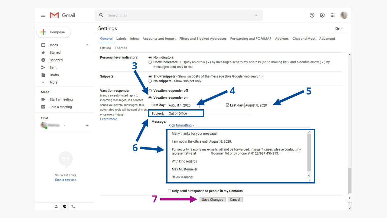 Configuración de la respuesta automática con Gmail: pasos para su activación.