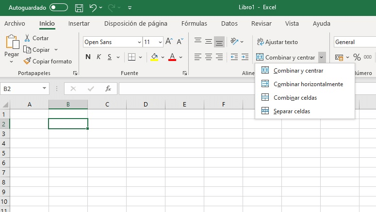 Unir celdas en Excel con “Combinar y centrar”
