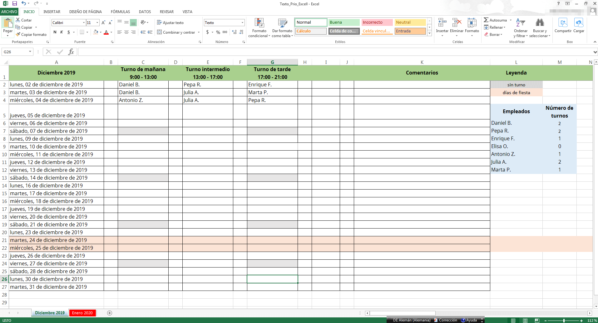 Hacer Turnos De Trabajo Cuadrantes de turno de trabajo con Excel - IONOS